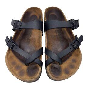 Birkenstock Sandals Womens 37 Mayari Slide Black Leather Toe-Loop Sandals